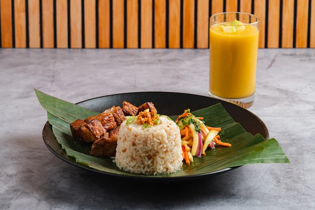 Bagnet with Sinangag and Mango Salad