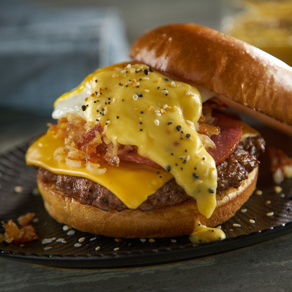 Breakfast Benny Burger with Hollandaise Sauce