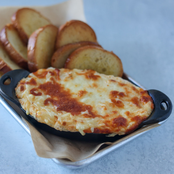 Lobster Thermidor-Style Cheese Dip with Toasted Baguette