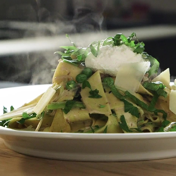 Mushroom and Leek Pappardelle
